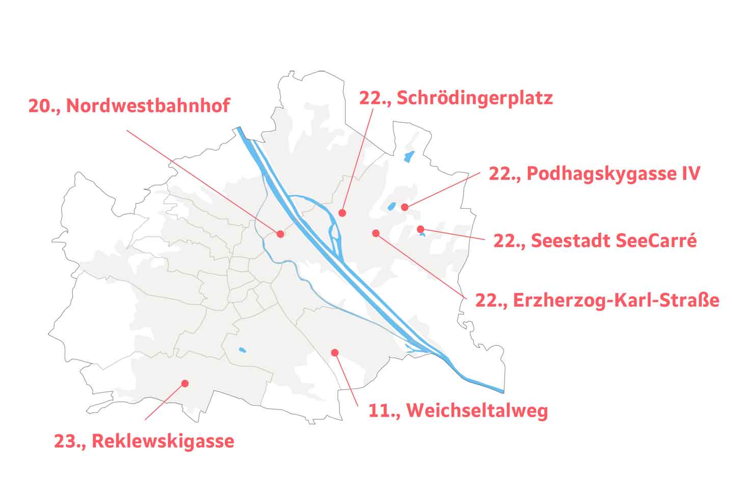 Überschtsplan der Wohnbau-Offensive als Karte der Stadt Wien