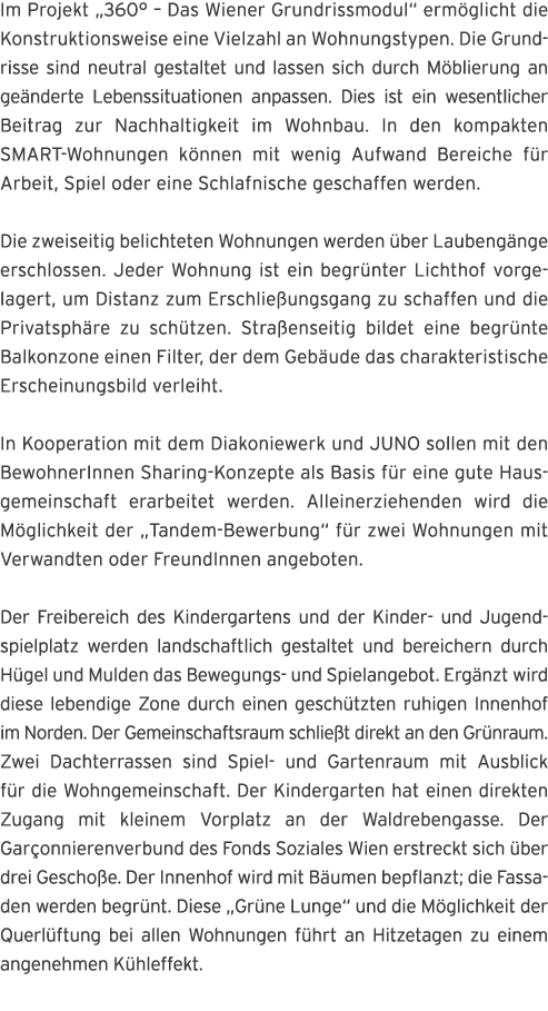 Im Projekt  360    Das Wiener Grundrissmodul  erm glicht die Konstruktionsweise eine Vielzahl an Wohnungstypen  Die G   