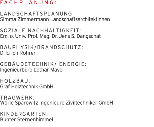 Fachplanung: Landschaftsplanung:  Simma Zimmermann Landschaftsarchitektinnen Soziale Nachhaltigkeit: Em  o  Univ -Pro   