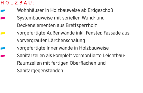 Holzbau:    Wohnh user in Holzbauweise ab Erdgescho   Systembauweise mit seriellen Wand- und  Deckenelementen aus Bre   