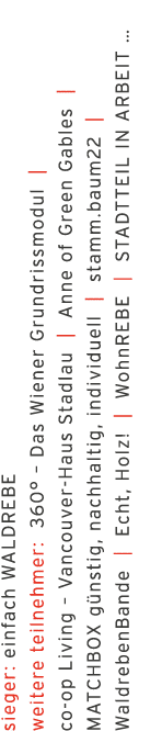 sieger: einfach WALDREBE weitere teilnehmer: 360    Das Wiener Grundrissmodul    co-op Living   Vancouver-Haus Stadla   