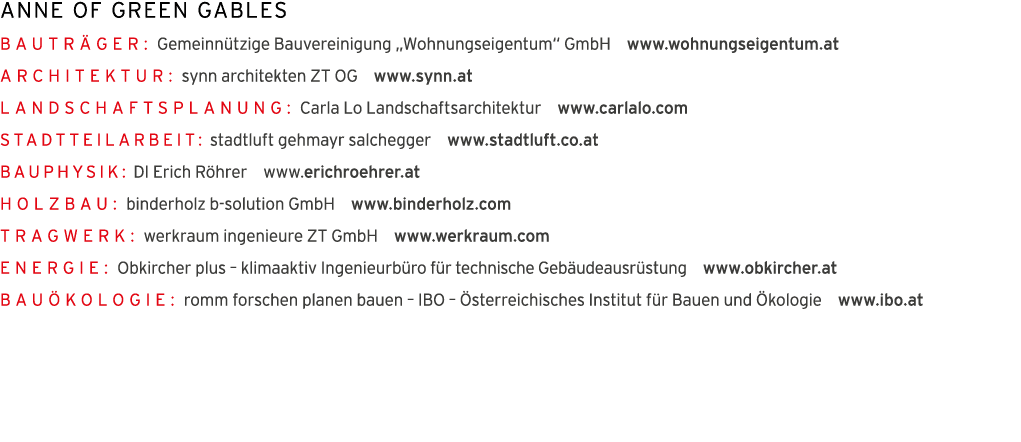 Anne of Green Gables Bautr ger: Gemeinn tzige Bauvereinigung  Wohnungseigentum  GmbH  www wohnungseigentum at Archite   