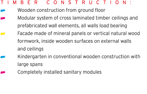 T I M B E R  C O N S T R U C T I O N :  Wooden construction from ground floor  Modular system of cross laminated timb   