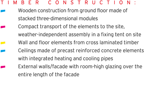 T I M B E R  C O N S T R U C T I O N :  Wooden construction from ground floor made of  stacked three-dimensional modu   